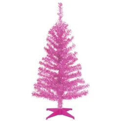 3 Ft. Tinsel Collection Magenta Pink Tree