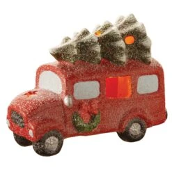 7 In. Terracotta Holiday Truck With Warm White LED Lights